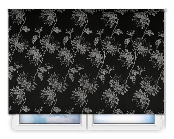 Стандартные рулонные шторы Сиена черно-серый цена. Купить в «Мастерская Жалюзи»